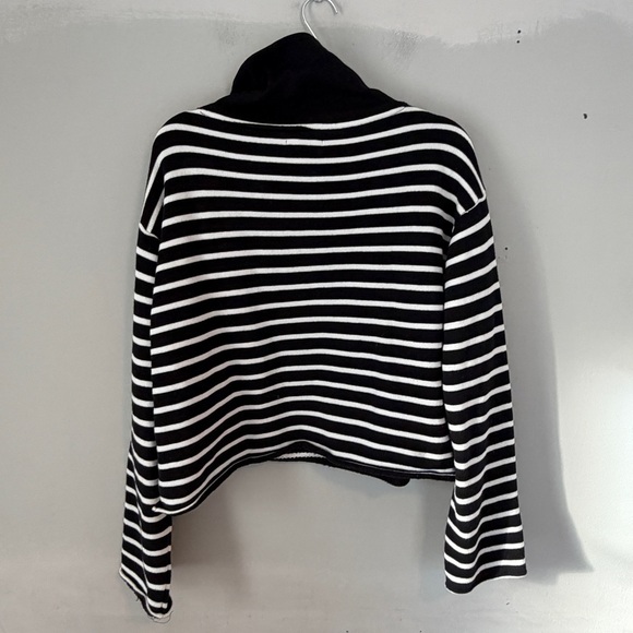 J. Crew Heritage Terry Quarter-Zip Sweatshirt Black Stripe Large - Picture 3 of 8